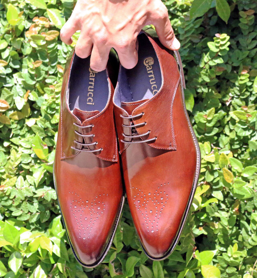 Carrucci Burnished Calfskin Oxford - Cognac
