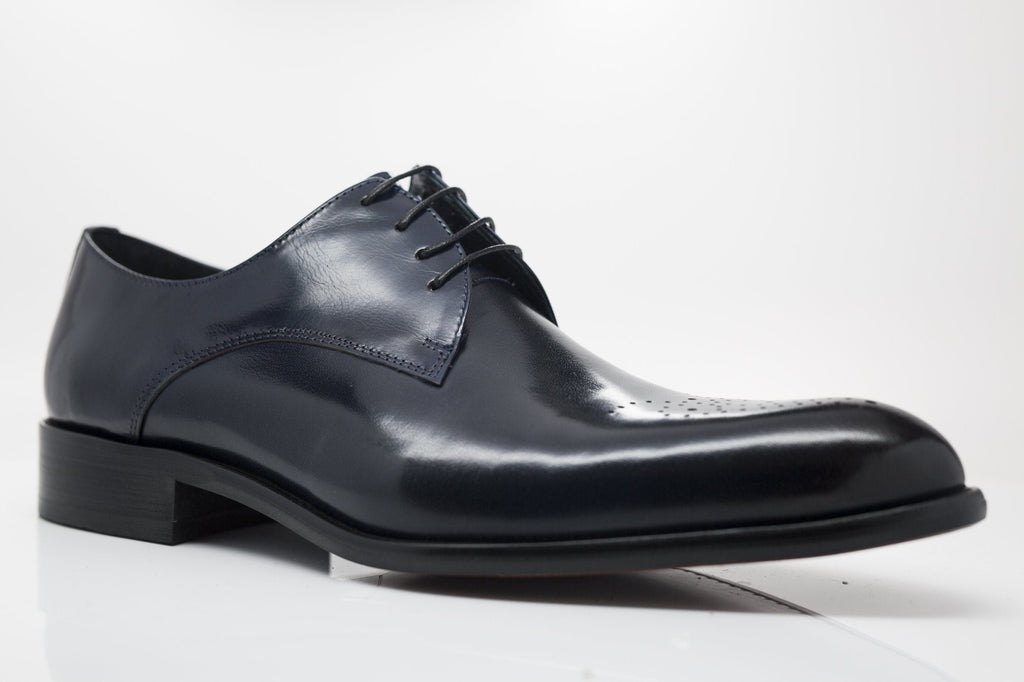 Carrucci Burnished Calfskin Oxford - Navy