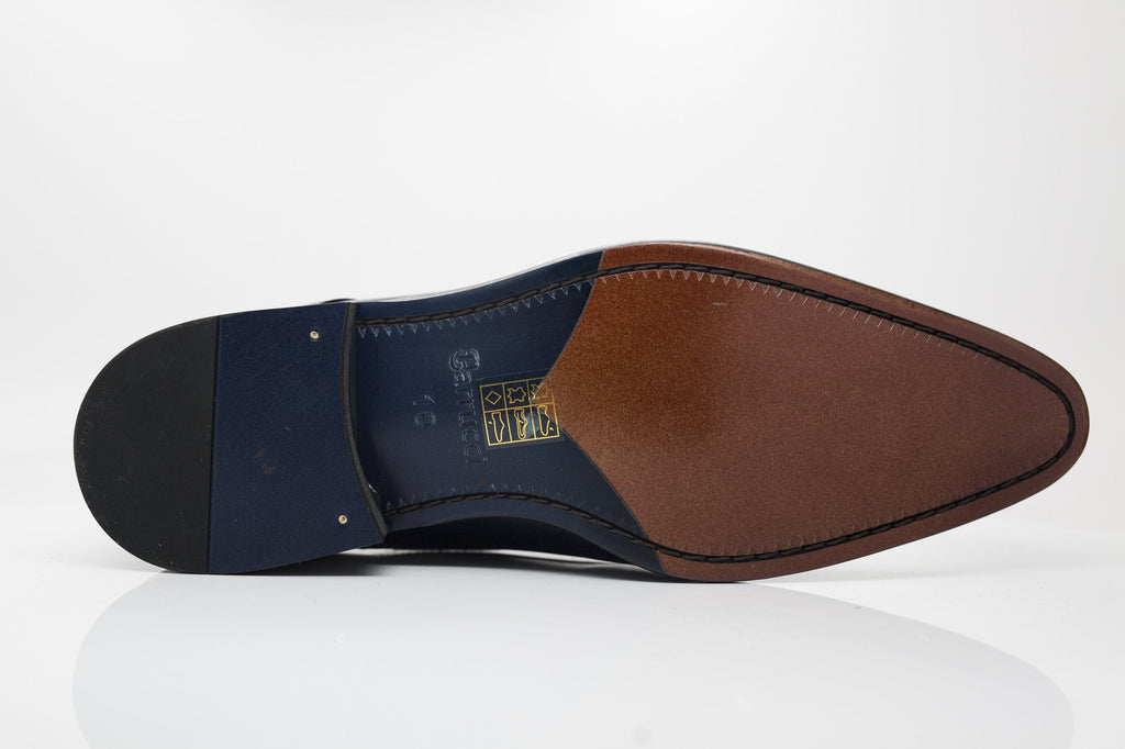 Carrucci Burnished Calfskin Oxford - Navy