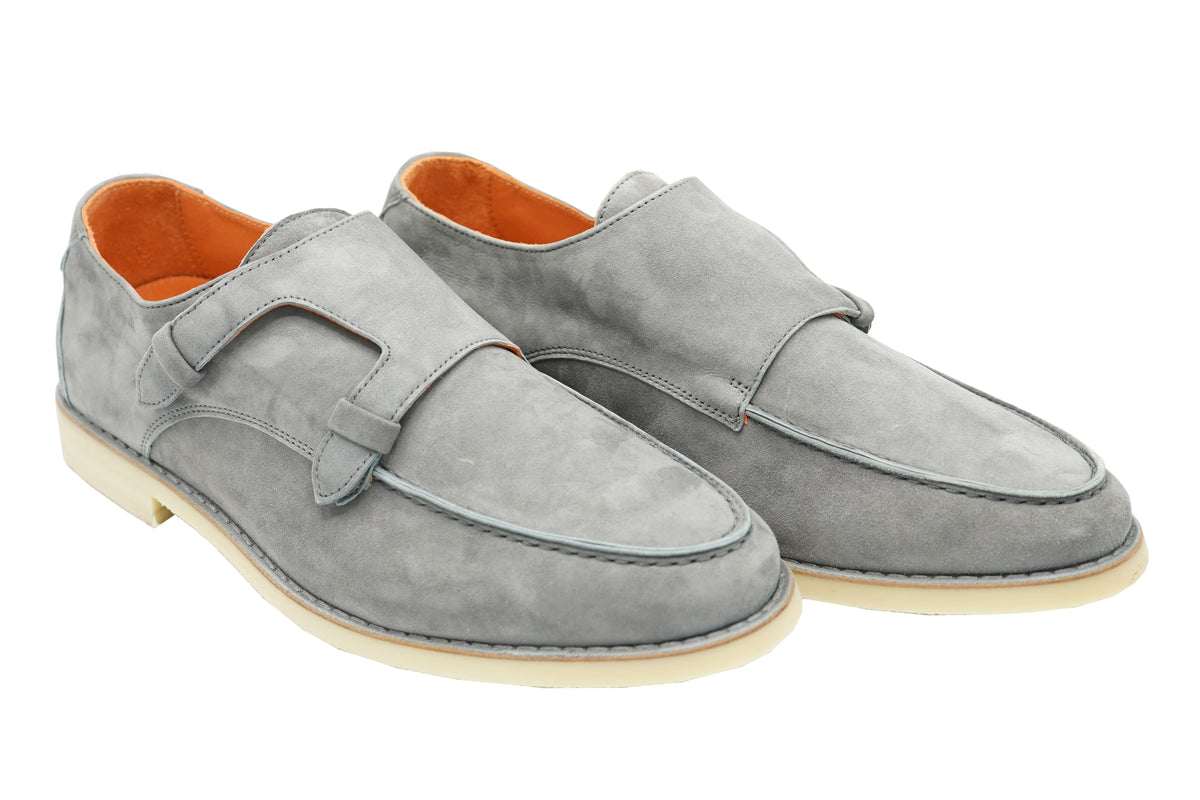 Andrea Ventura Master 2 Laces Solid Suede Elastic Monk Strap Slip-On Shoes