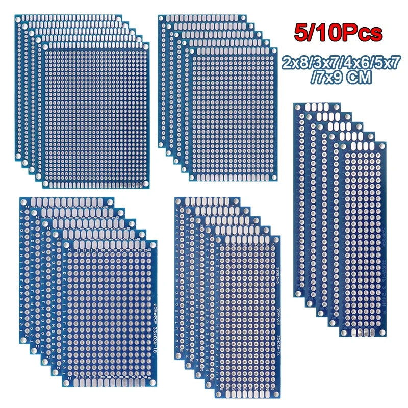 5/10PCS PCB Board Prototype Board Blue 2x8/3x7/4x6/5x7/7x9cm Double Sided Circuit Boards For DIY Soldering Project-0