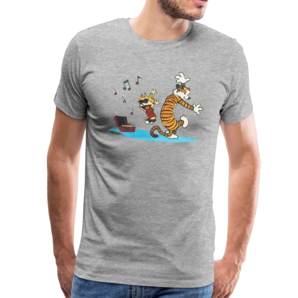 Calvin and Hobbes Dancing with Record Player t-shirt-1