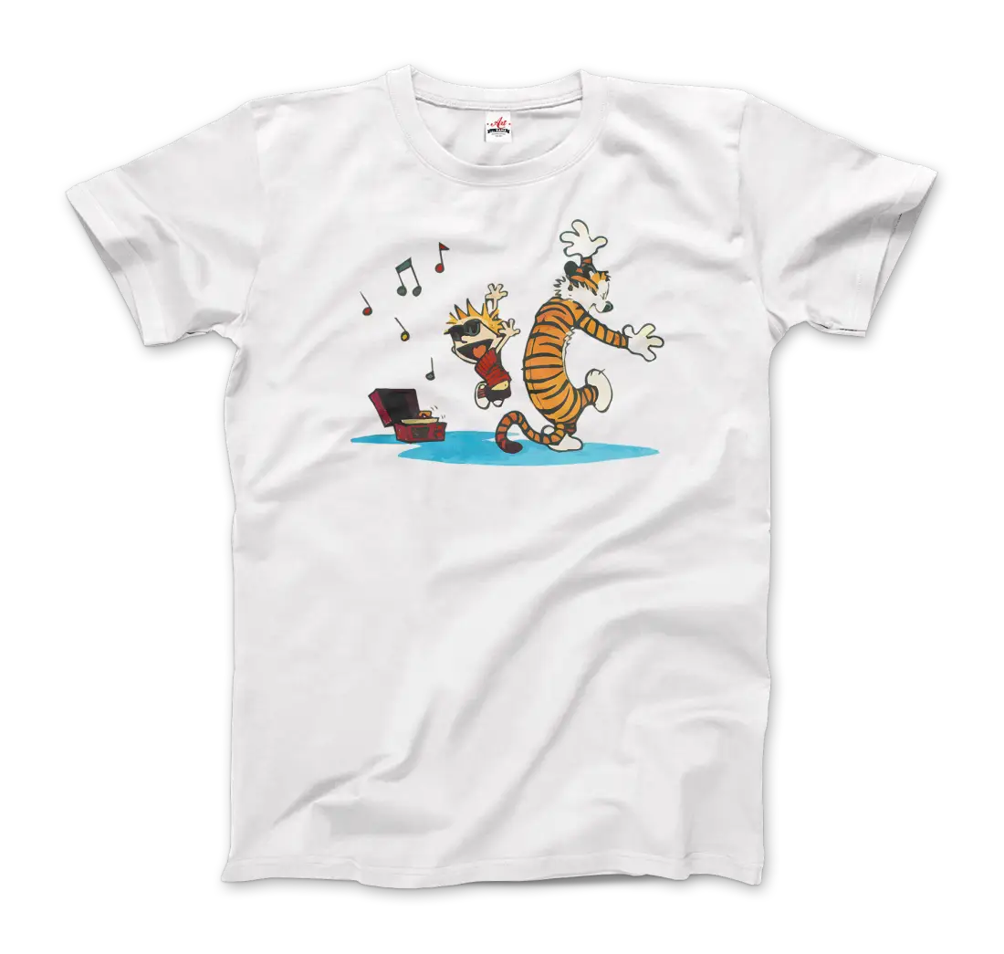 Calvin and Hobbes Dancing with Record Player t-shirt-5